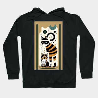 Striped Whisker Dreams: Abstract Cat Artistry Hoodie